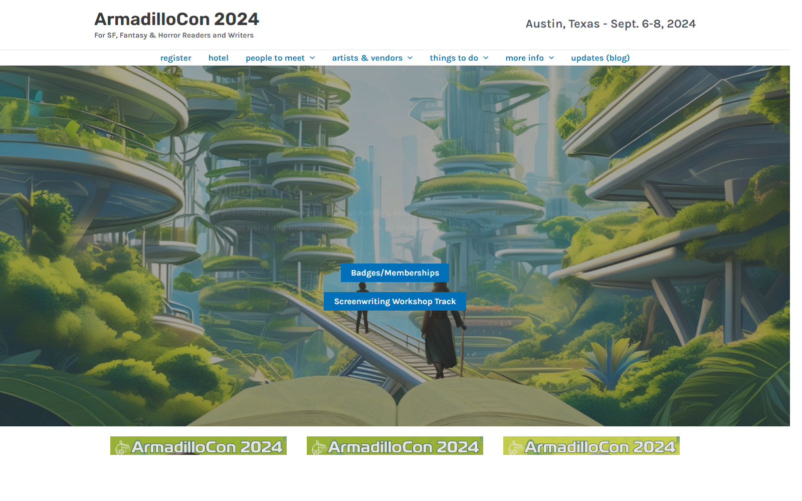Screenshot of ArmadilloCon 2024 – For SF, Fantasy & Horror Readers and Writers